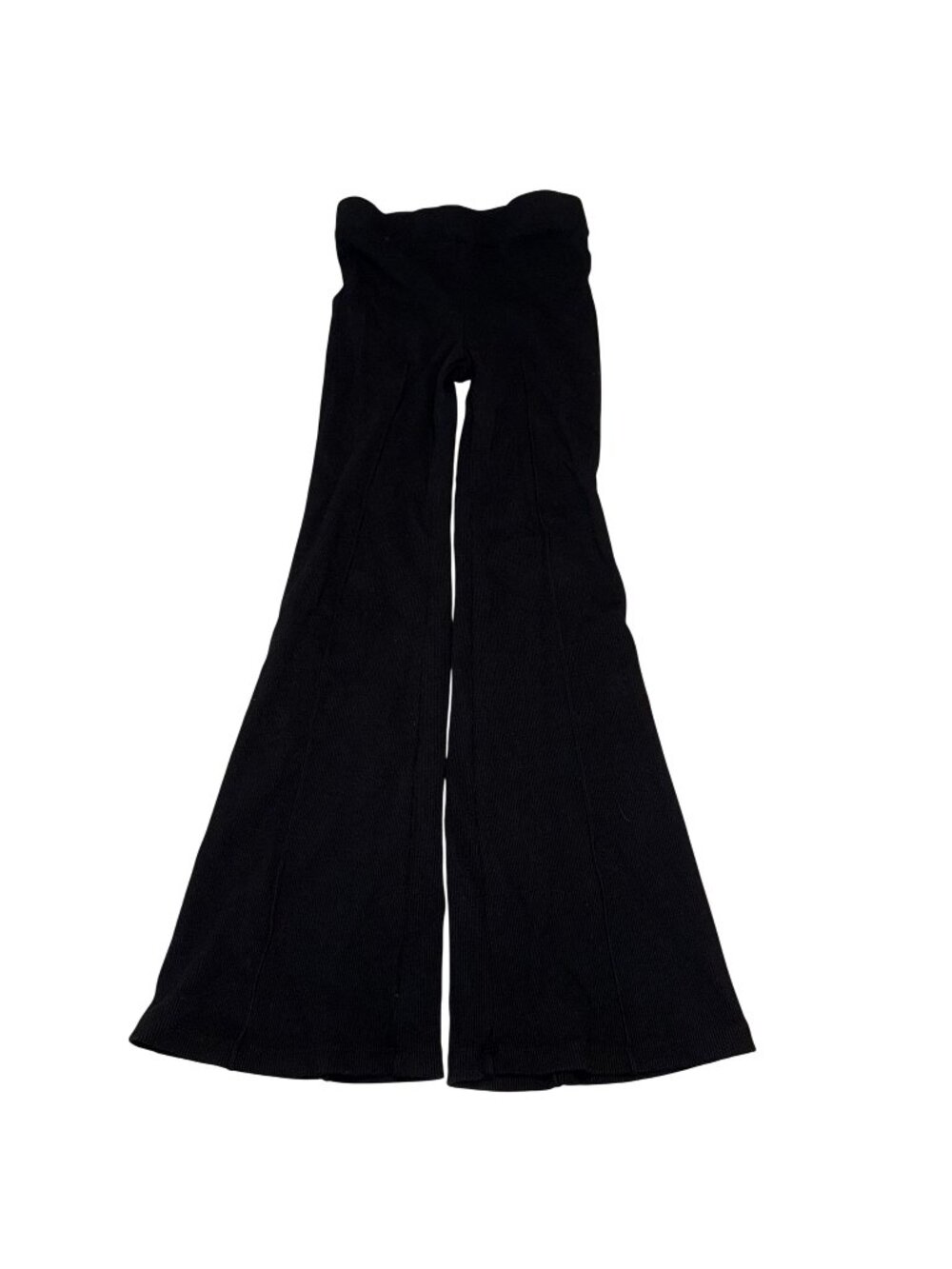 Donni The Rib Kick Flare Jet Black Cropped Stretch Pants Women's Size Small S